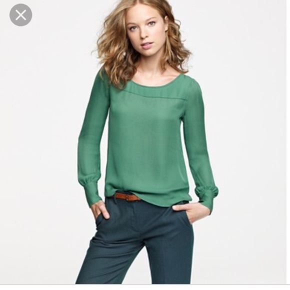 J. Crew Emerald Silk Talitha Blouse - Picture 1 of 4